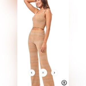 L*Space Tan Knit Wide Leg Pants & Top Set